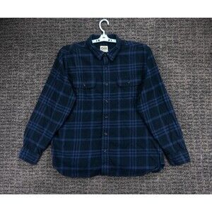 Orton Brothers Shirt Mens XL Blue Plaid Flannel 100% Cotton Outdoor Cabincore